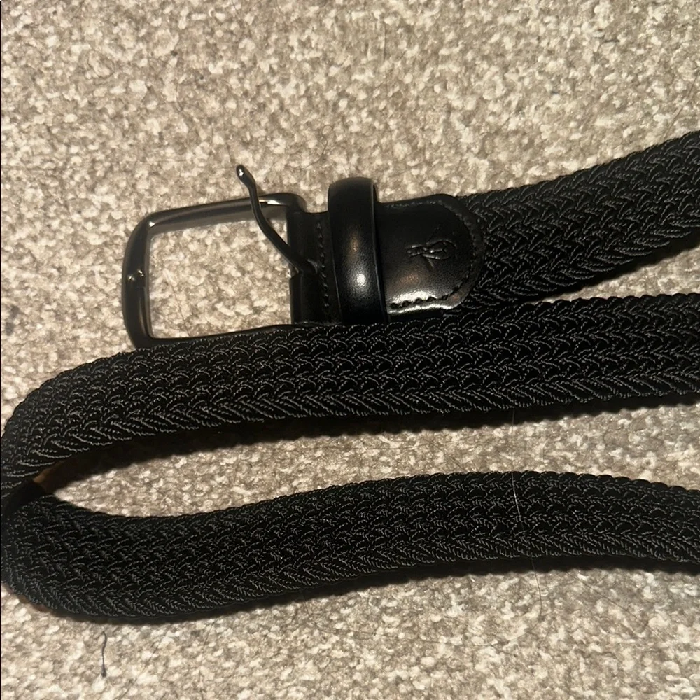 Penguin men’s Black belt Woven Texture and leather stretchy NWOT